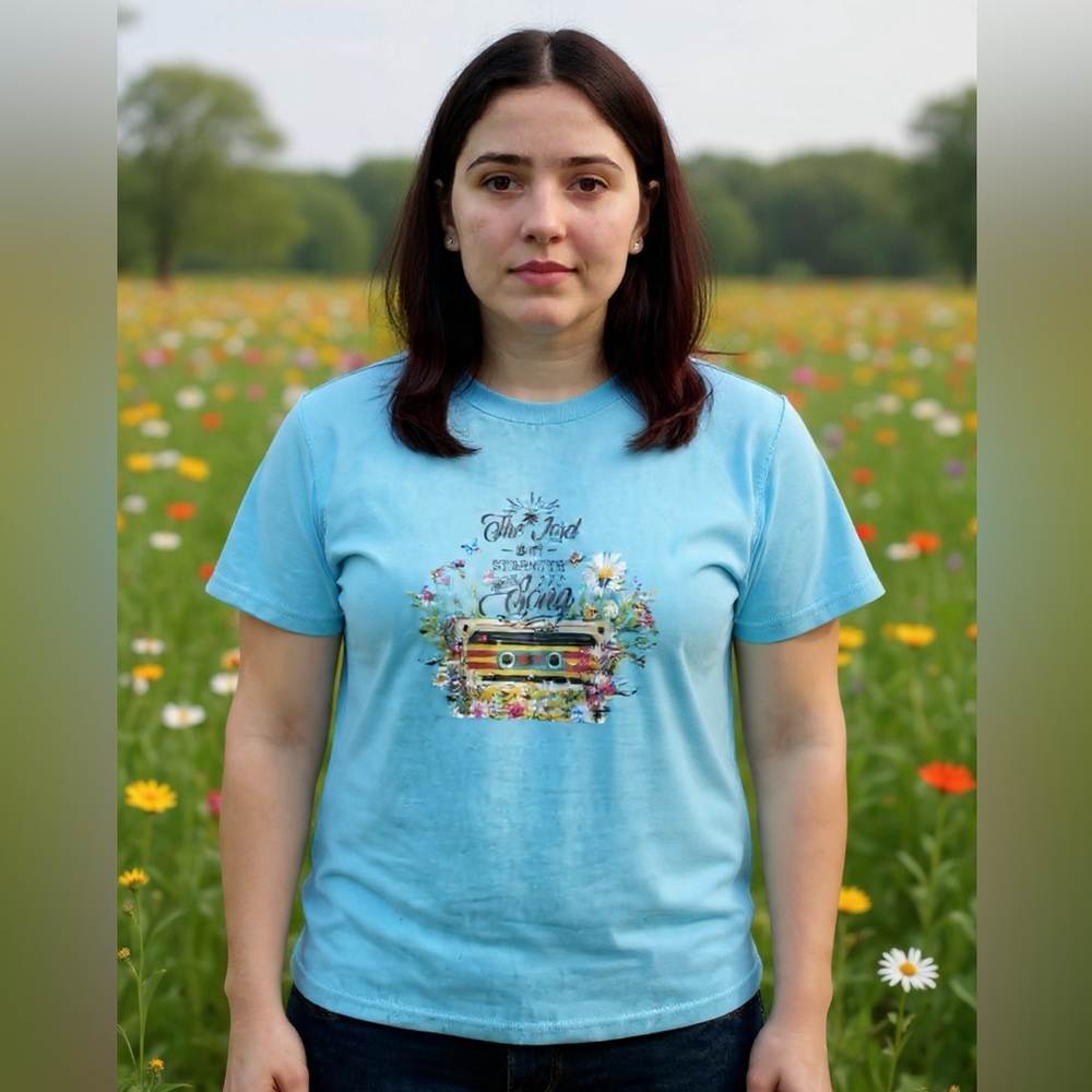 Blue Graphic Short-Sleeve Women's Tee